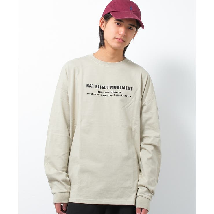 グレイッシュベージュ | AtmosphereバックプリントロングTシャツ トップス ロンT | 子ども服 SHUSHU