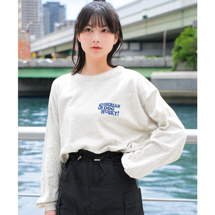 バックWOLFDOGプリントロングTシャツ トップス ロンT | 子ども服 SHUSHU | 詳細画像2 