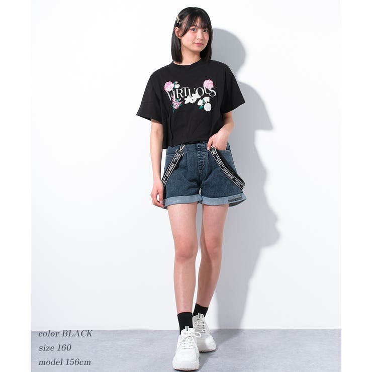 ロゴ刺繍フラワープリントTシャツ トップス 半袖 | 子ども服 SHUSHU | 詳細画像5 