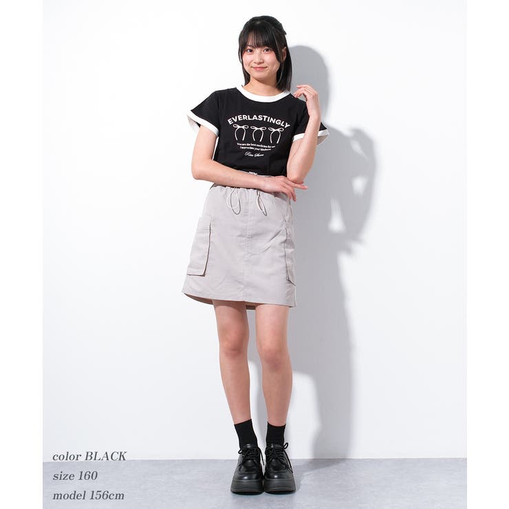 リボンプリントリンガーTシャツ トップス 半袖 | 子ども服 SHUSHU | 詳細画像7 