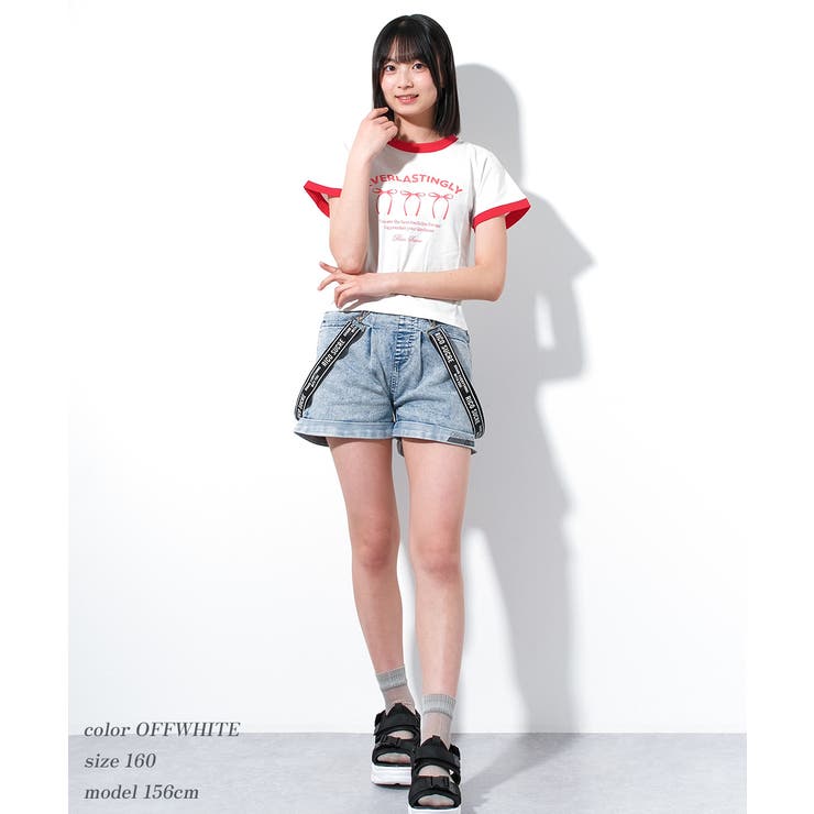 リボンプリントリンガーTシャツ トップス 半袖 | 子ども服 SHUSHU | 詳細画像4 