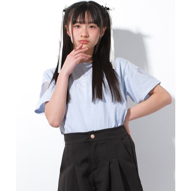 袖ハートオーガンジー刺繍Tシャツ トップス 半袖 | 子ども服 SHUSHU | 詳細画像2 
