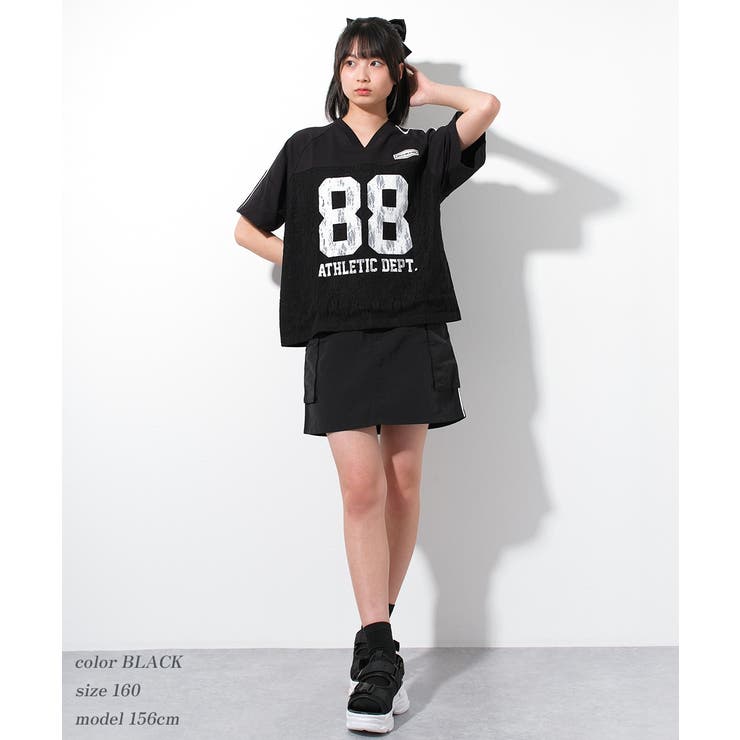 レースナンバリングTシャツ トップス 半袖[品番：SHUK0001745