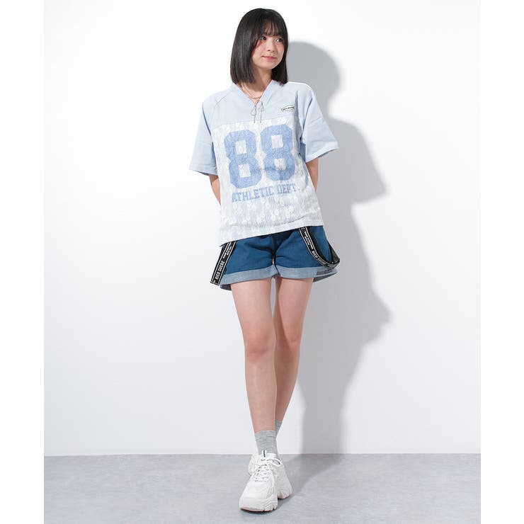 レースナンバリングTシャツ トップス 半袖[品番：SHUK0001745