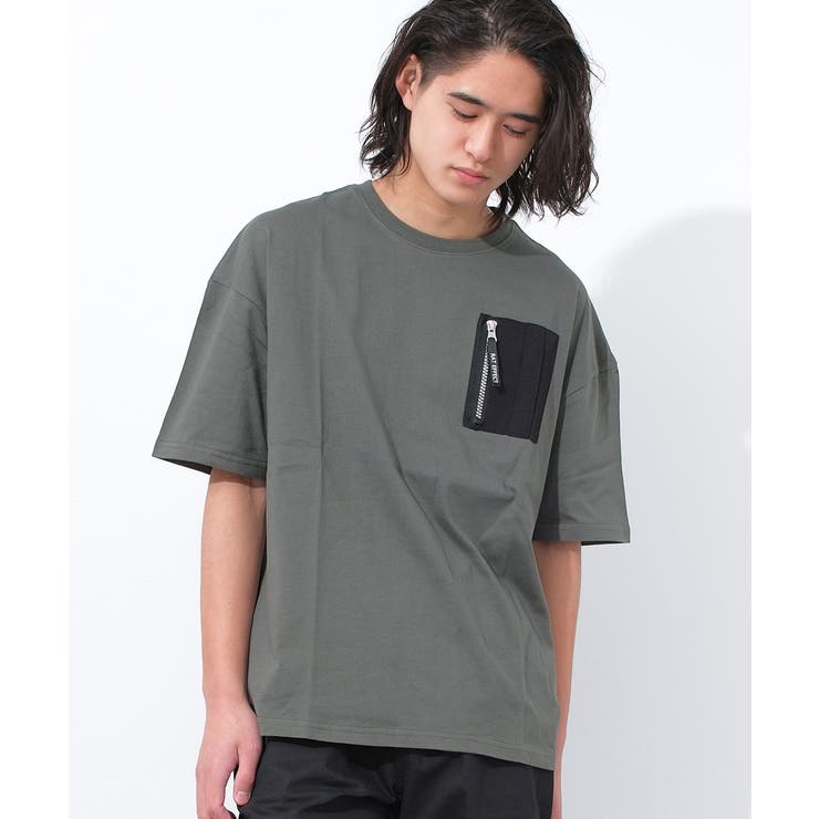 カーキ | ポケット付バックプリントTシャツ トップス 半袖 | 子ども服 SHUSHU
