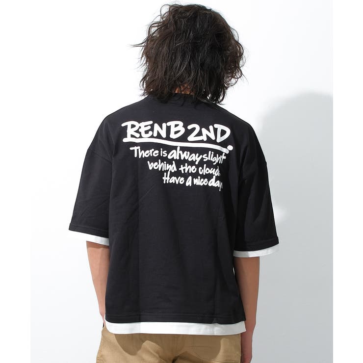 ブラック | レイヤード風バックプリントTシャツ トップス 半袖 | 子ども服 SHUSHU