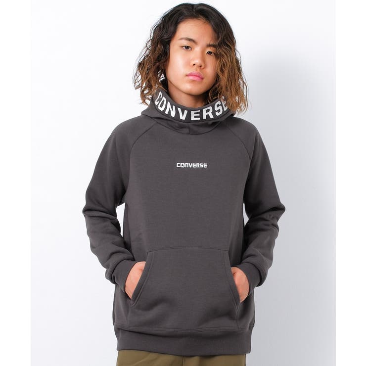 チャコールグレー | CONVERSE 別注フードプリントフーディー トップス | 子ども服 SHUSHU