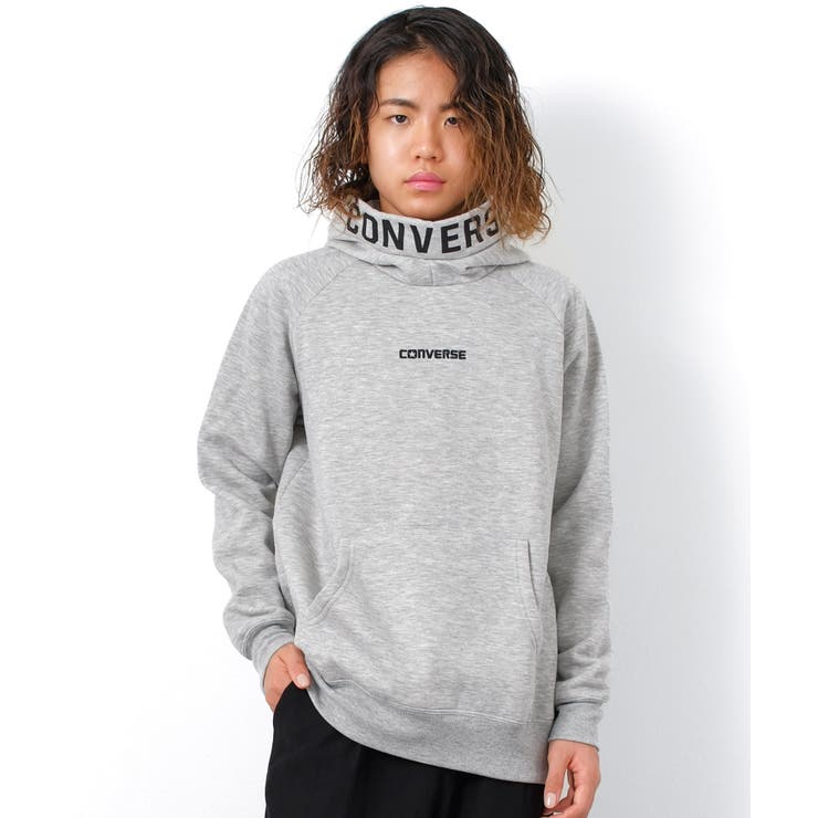 杢グレー | CONVERSE 別注フードプリントフーディー トップス | 子ども服 SHUSHU