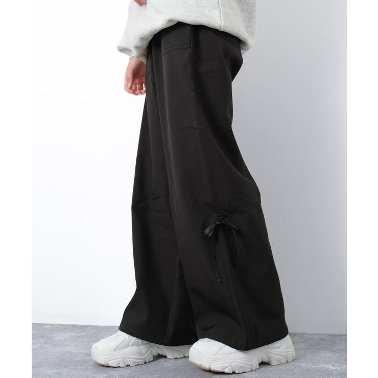 ブラック | ギャザードロストボンディングパンツ ボトムス 長ズボン | 子ども服 SHUSHU