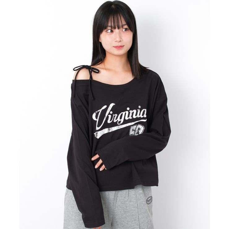 ブラック | ワンショルロングTシャツ トップス ロンT | 子ども服 SHUSHU