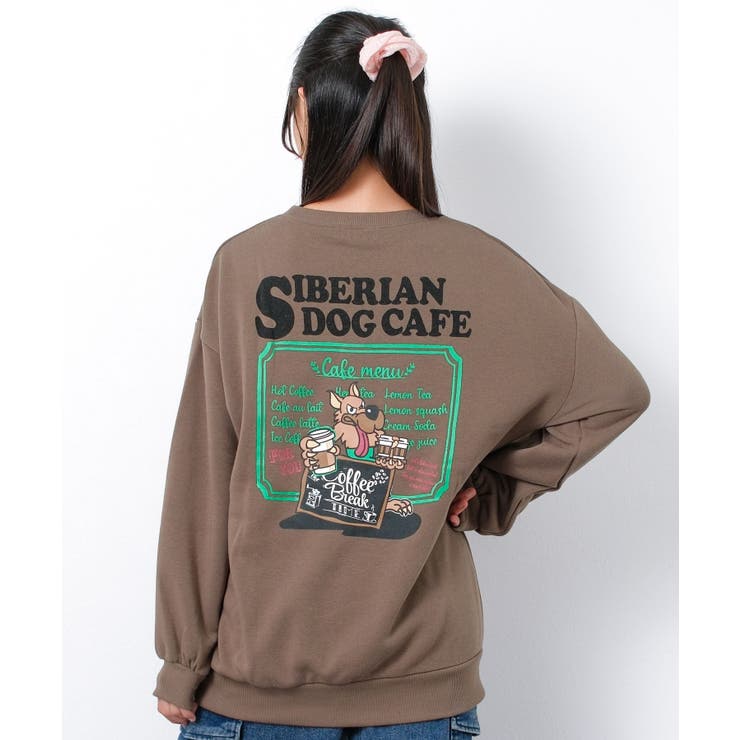 モカ | 裏起毛ウルフプリントトレーナー トップス あったか | 子ども服 SHUSHU