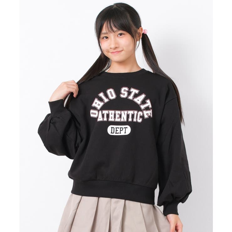 ブラック | カレッジロゴプルオーバー トレーナー 裏毛 | 子ども服 SHUSHU