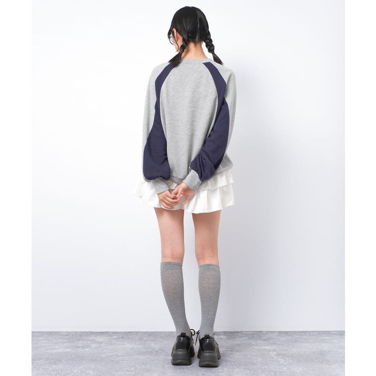 袖切替ラグラン配色プルオーバー トレーナー 裏毛 | 子ども服 SHUSHU | 詳細画像7 