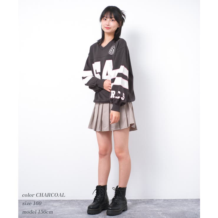 Vネック袖ラインナンバリングプルオーバー トレーナー 裏毛 | 子ども服 SHUSHU | 詳細画像2 