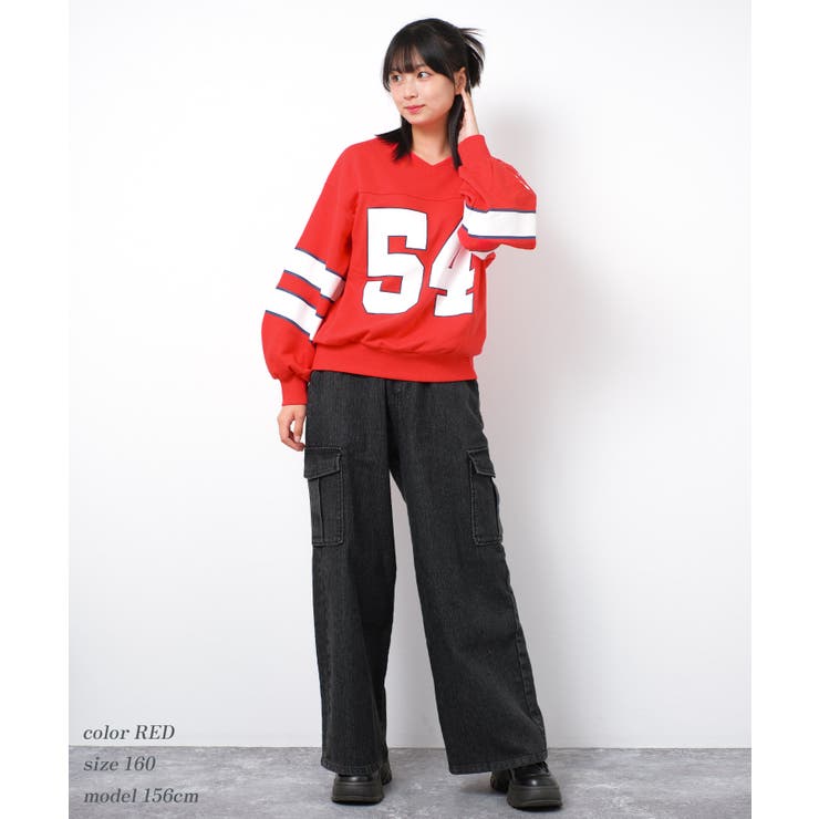 Vネック袖ラインナンバリングプルオーバー トレーナー 裏毛 | 子ども服 SHUSHU | 詳細画像6 