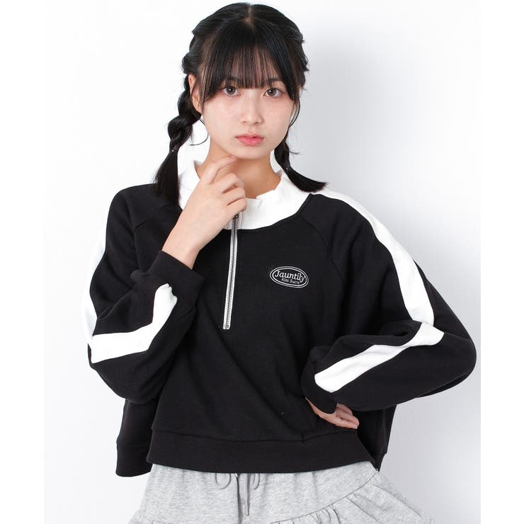 ブラック | 裏起毛ハーフジップトレーナー トップス あったか | 子ども服 SHUSHU