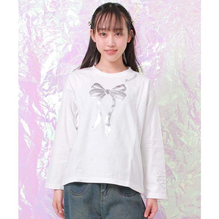 ホワイト系2 | 袖ロゴロングTシャツ トップス ロンT | 子ども服 SHUSHU