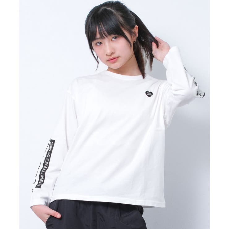 ホワイト系 | 袖ロゴロングTシャツ トップス ロンT | 子ども服 SHUSHU