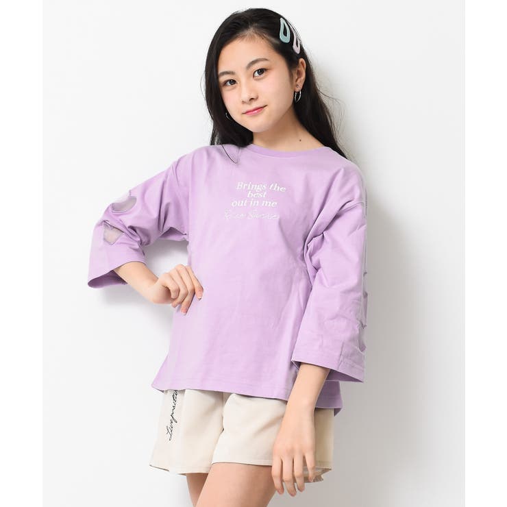 オーガンジーハート七分袖Tシャツ トップス ロンT | 子ども服 SHUSHU | 詳細画像3 