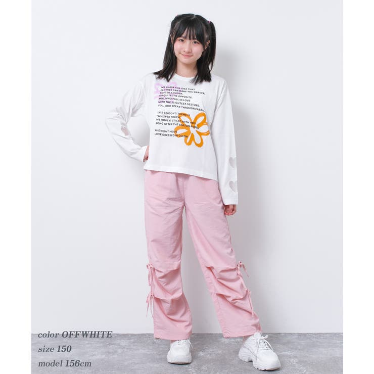 接触冷感袖ハートオーガンジーロングTシャツ トップス ロンT | 子ども服 SHUSHU | 詳細画像8 