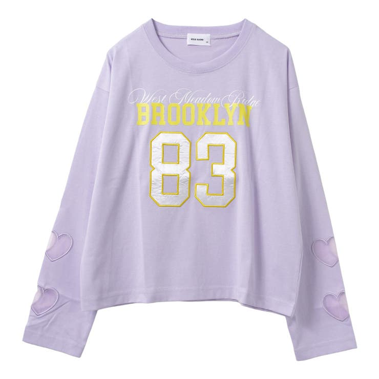 ラベンダー | 接触冷感袖ハートオーガンジーロングTシャツ トップス ロンT | 子ども服 SHUSHU