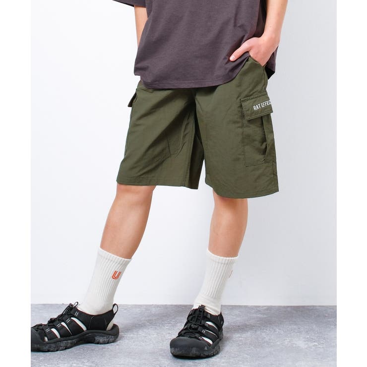 カーキ | 水陸両用ワイドカーゴショートパンツ ボトムス 半ズボン | 子ども服 SHUSHU