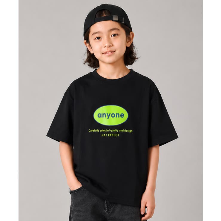 ブラック | anyoneサークルロゴプリントTシャツ トップス カットソー | 子ども服 SHUSHU