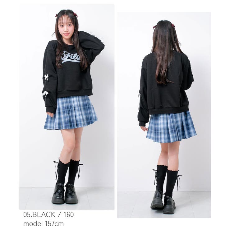 FILA ロゴアップリケ袖リボン裏起毛トレーナー トップス | 子ども服 SHUSHU | 詳細画像3 