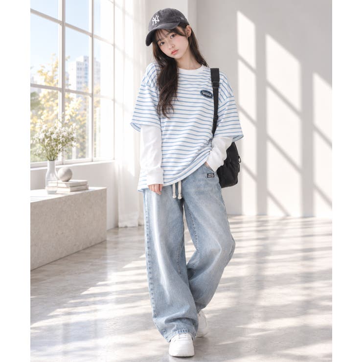 ビッグボーダーハーフスリーブTシャツ トップス ロンT | 子ども服 SHUSHU | 詳細画像6 