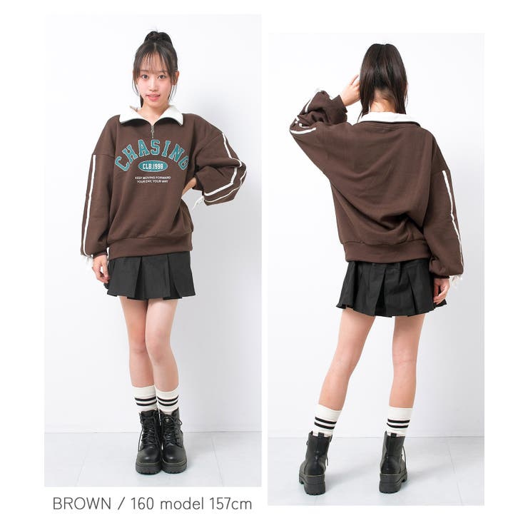 裏起毛ハーフジップ袖ラインリボンプルオーバー あったか 子供服 | 子ども服 SHUSHU | 詳細画像4 