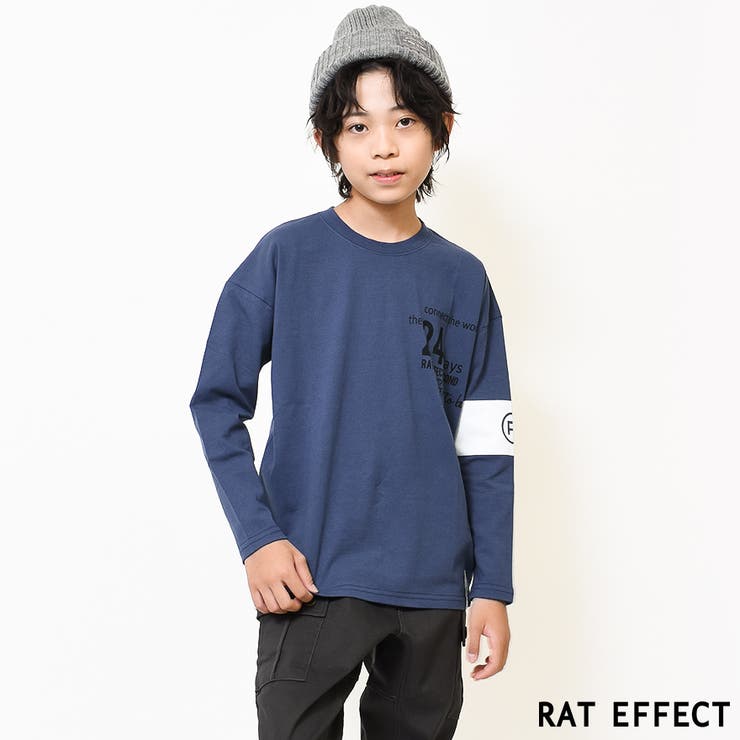 ブルー | 腕章＆バックプリントロングTシャツ トップス カットソー | 子ども服 SHUSHU