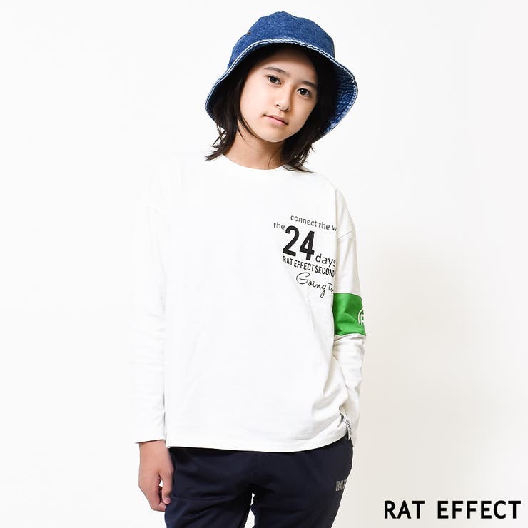 オフホワイト | 腕章＆バックプリントロングTシャツ トップス カットソー | 子ども服 SHUSHU