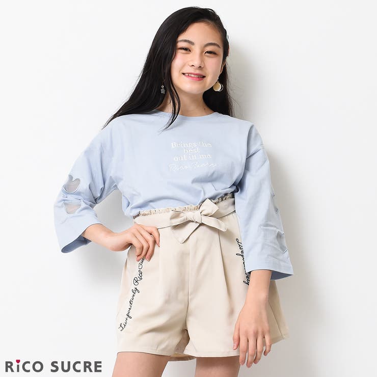 オーガンジーハート七分袖Tシャツ トップス ロンT | 子ども服 SHUSHU | 詳細画像2 