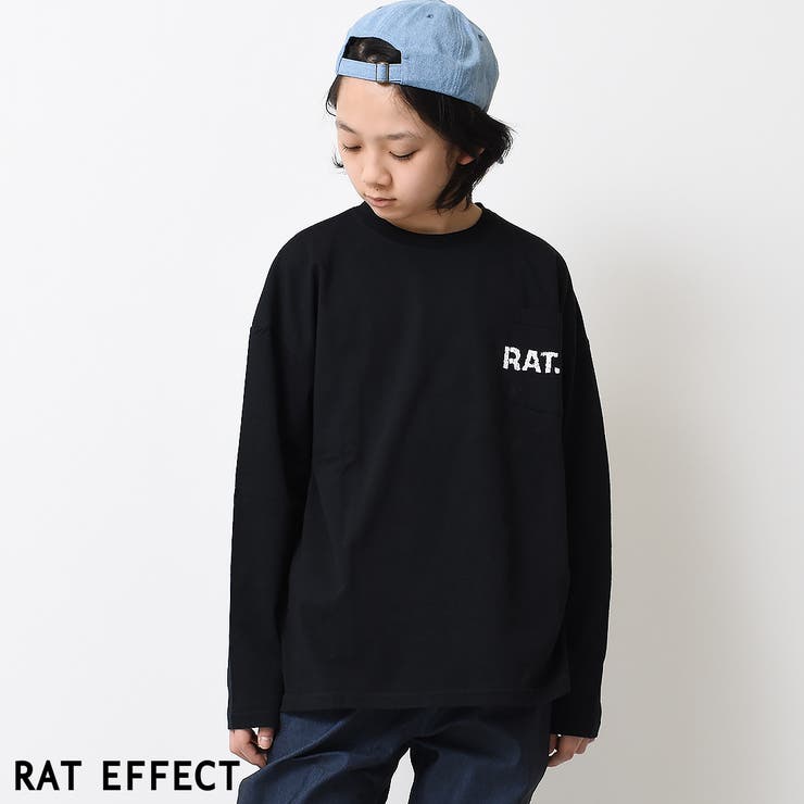 ブラック | ポケット付ロングTシャツ トップス ロンT | 子ども服 SHUSHU