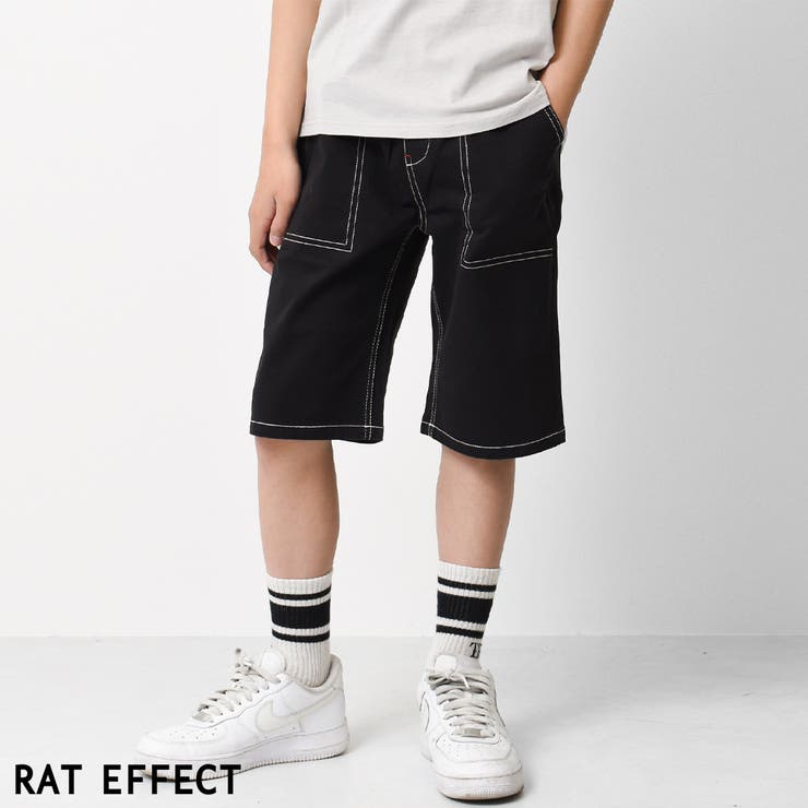 ブラック | ストレッチツイルワークハーフパンツ ボトムス 半ズボン | 子ども服 SHUSHU