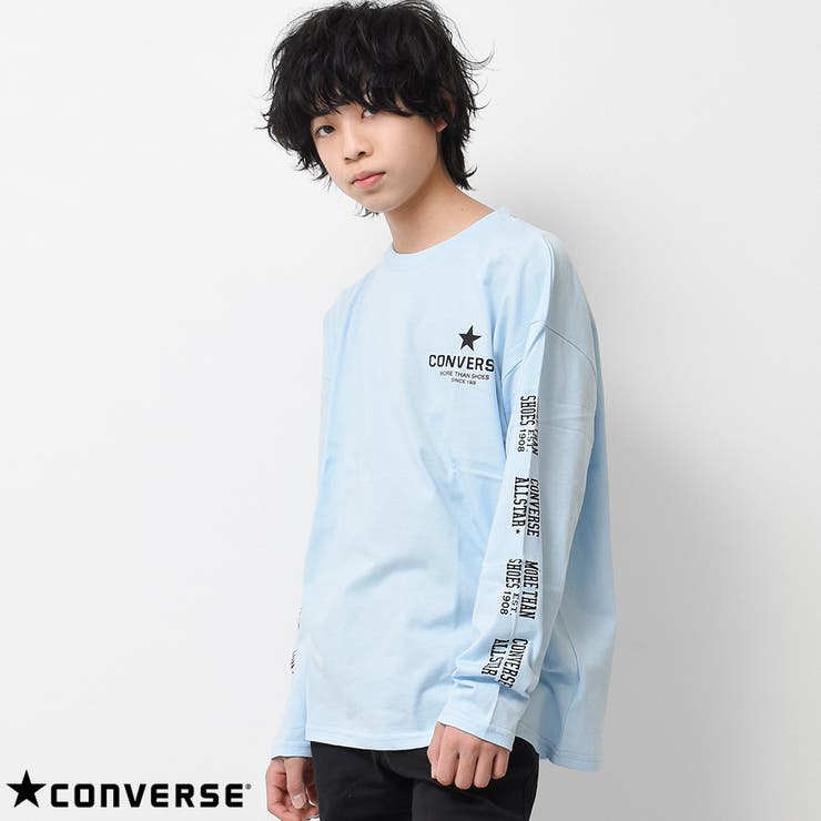 サックス | CONVERSE 別注袖ロゴプリントTシャツ カットソー | 子ども服 SHUSHU