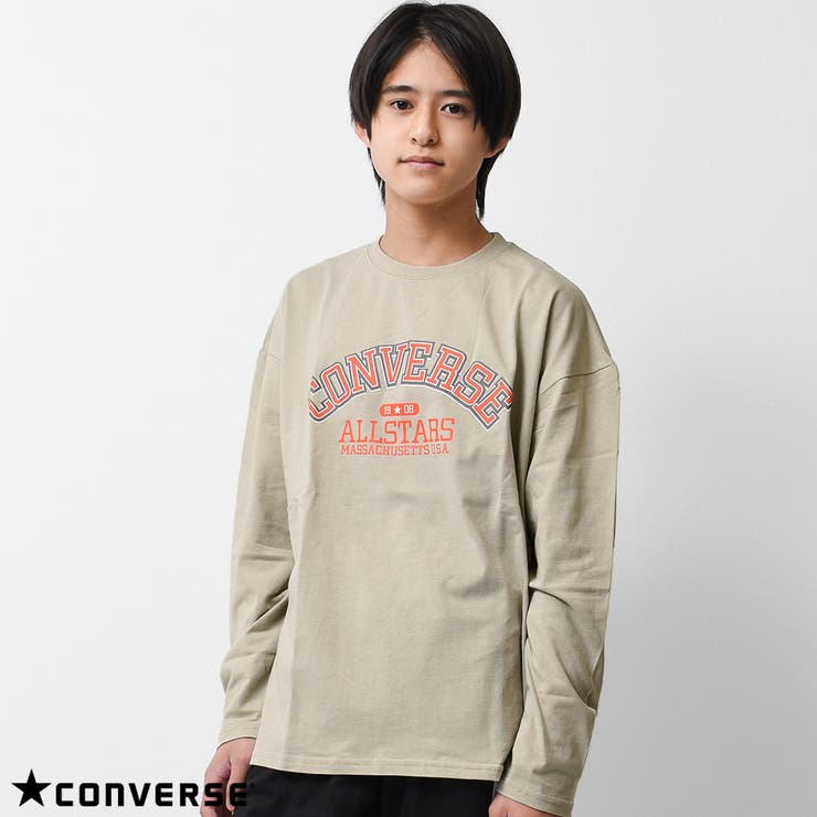 グレイッシュベージュ | CONVERSE 別注アーチロゴプリントTシャツ カットソー | 子ども服 SHUSHU