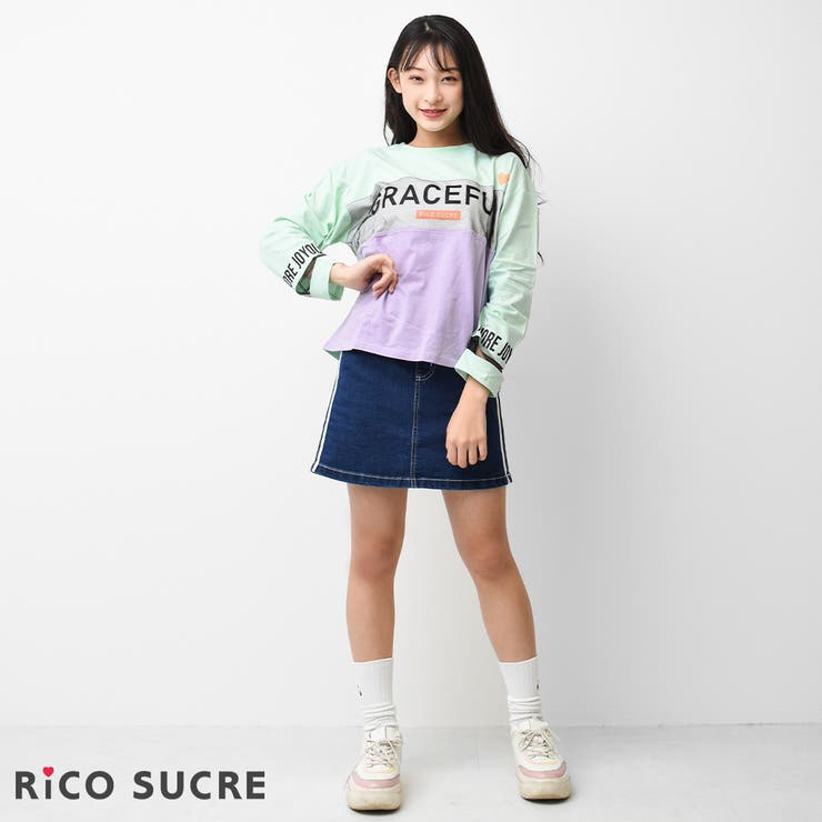 メッシュブロッキングロングTシャツ トップス ロンT | 子ども服 SHUSHU | 詳細画像6 