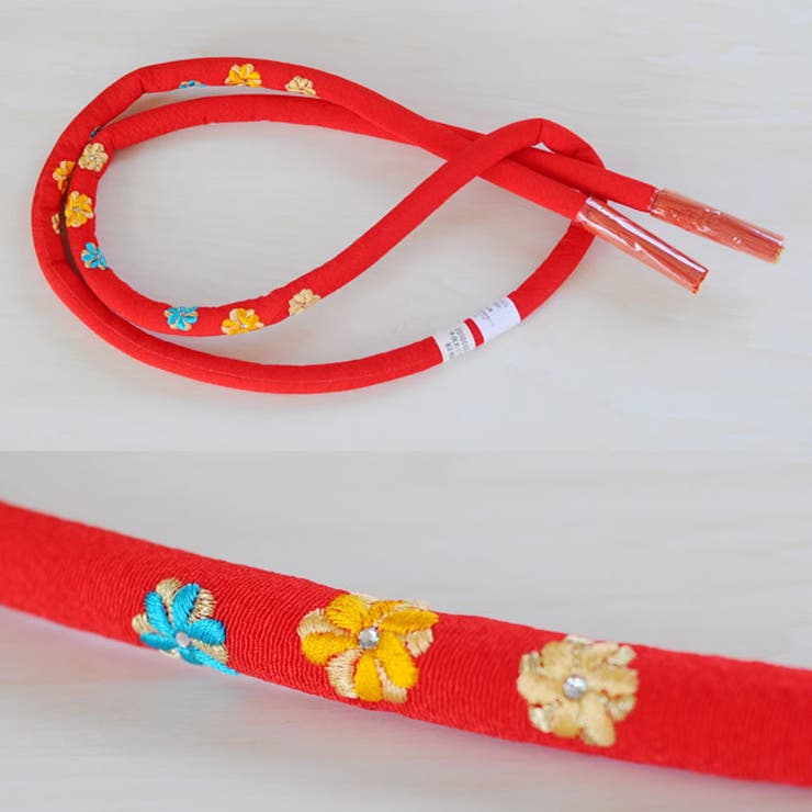七五三 帯締め ラインストーン小花刺繍丸ぐけタイプ帯〆 [品番：KICW0002035]｜kimonocafe（キモノカフェ）のキッズファッション通販｜SHOPLIST（ショップリスト）