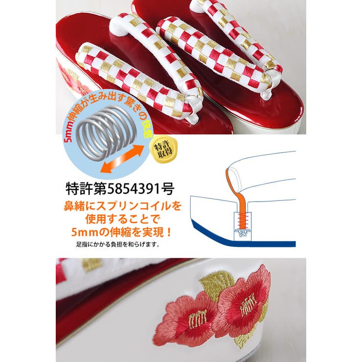 成人式 振袖 草履 単品 赤市松 椿 ヒール草履 赤 フリーサイズ | kimonocafe | 詳細画像2 
