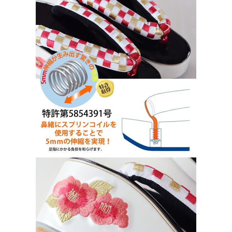成人式 振袖 草履 厚底 黒市松椿 単品 ヒール草履 黒 フリーサイズ | kimonocafe | 詳細画像2 