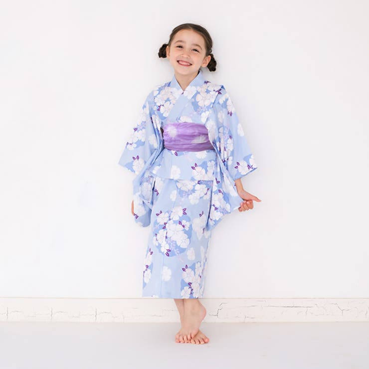 kimono cafe 浴衣 上質 綿麻 セット レディース 浴衣+帯 2点