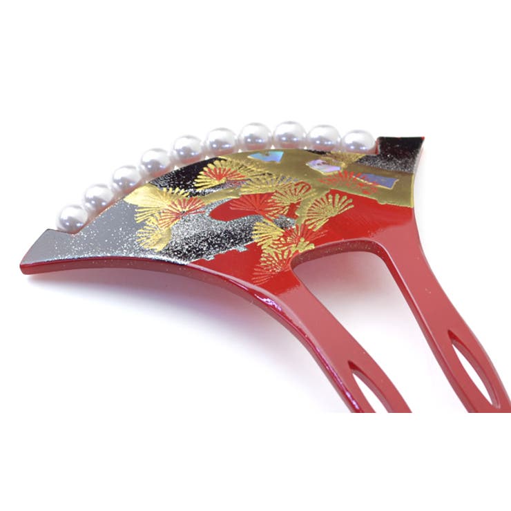 かんざし 簪 パール付き 礼装用 松 朱色 | kimonocafe | 詳細画像2 