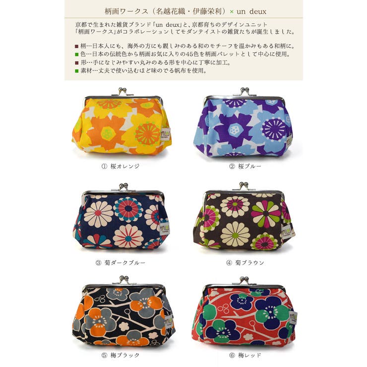 1.桜オレンジ、2.桜ブルー、3.菊ダークブルー、4.菊ブラウン、5.梅ブラック、6.梅レッド