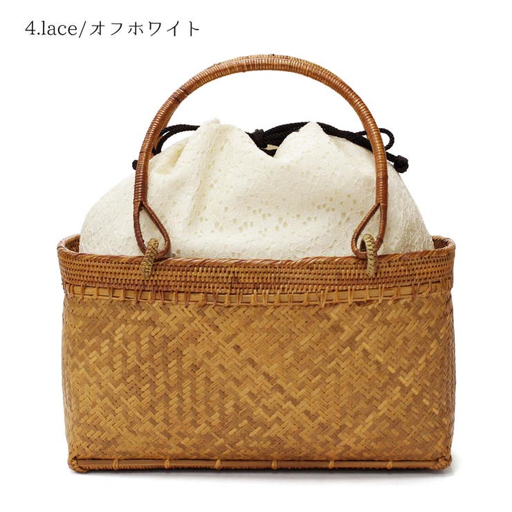 Pinneオリジナル アタ＆竹かごバッグ 浴衣巾着バッグ[品番