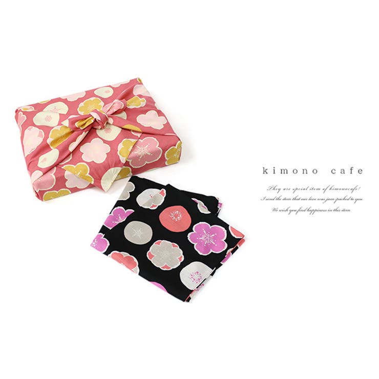 風呂敷 三巾 105cm 四季のクロス 桜梅柄 black pink | kimonocafe | 詳細画像2 