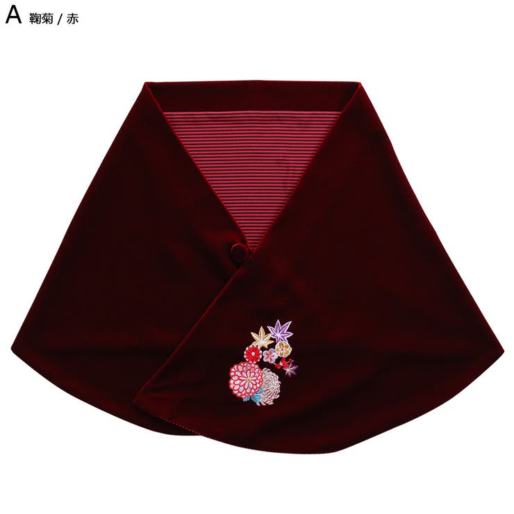 サンプル品 ベルベットショール 刺繍 鞠菊 花と毬 赤 紫 黒 柄裏地