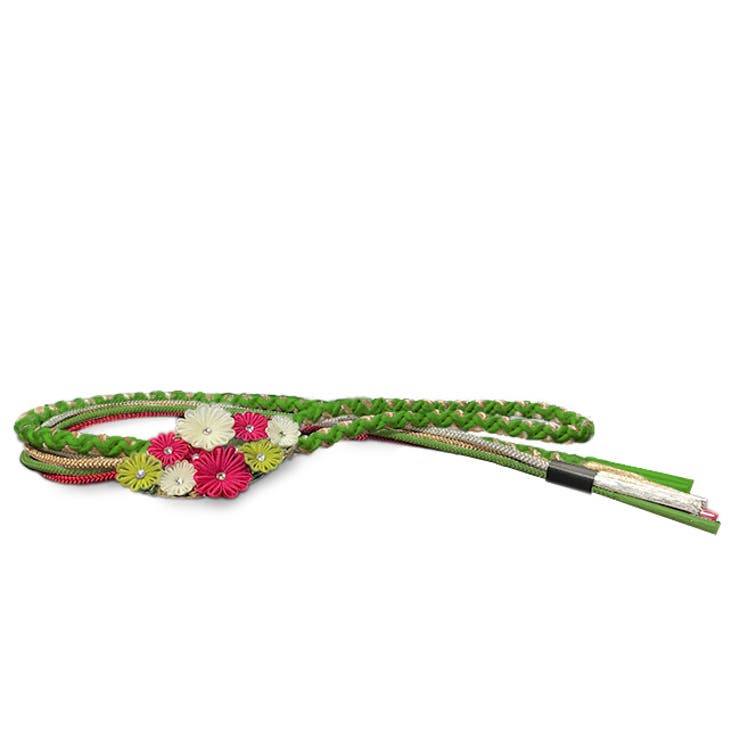 振袖用帯締め つまみ細工付き組み紐帯締め 黄色 赤 黄緑 白 成人式 振袖 | kimonocafe | 詳細画像9 