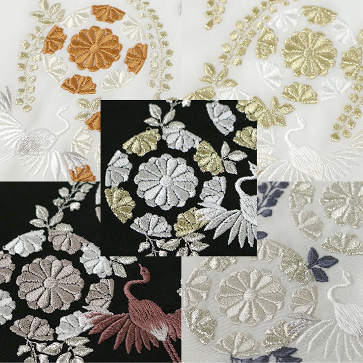 定番人気！ 黒 鶴刺繍 半襟 切なかっ 着物・浴衣