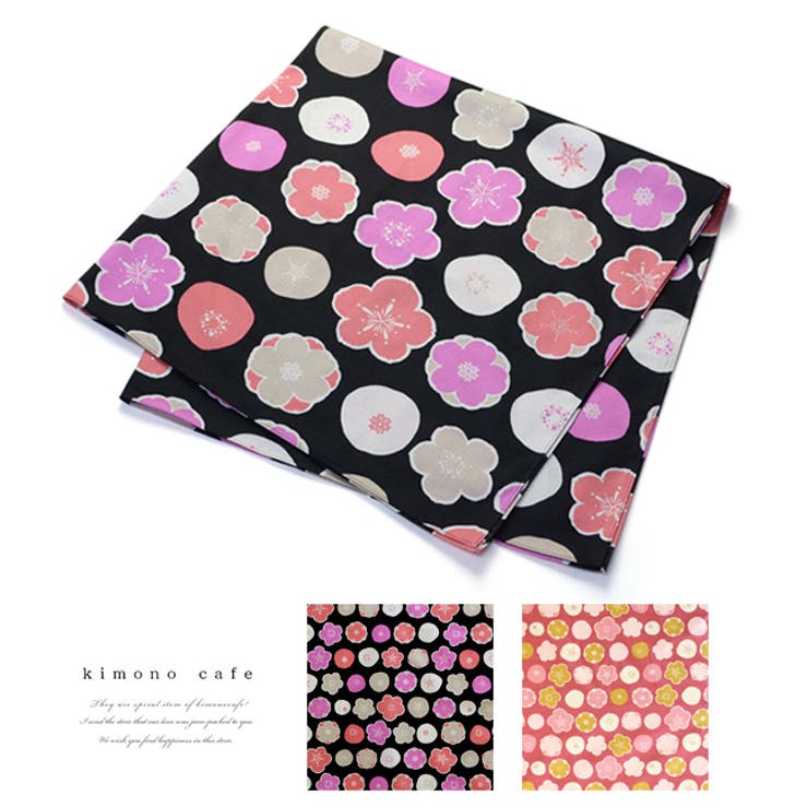 風呂敷 三巾 105cm 四季のクロス 桜梅柄 black pink | kimonocafe | 詳細画像1 